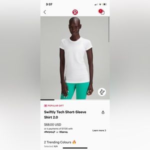 BNWOT white lulu swiftly!